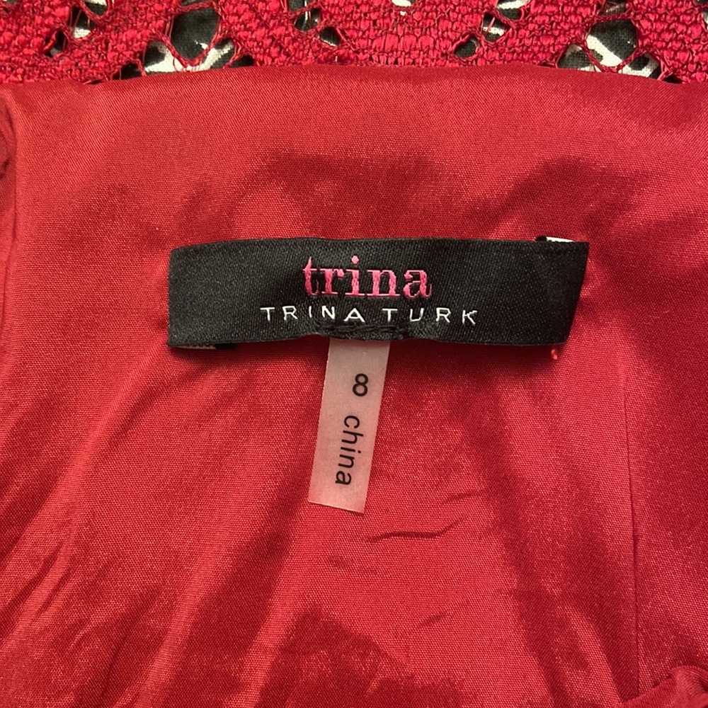 Like New Trina Turk Mai Tai Red Lace Dress Size 8 - Picture 6 of 11
